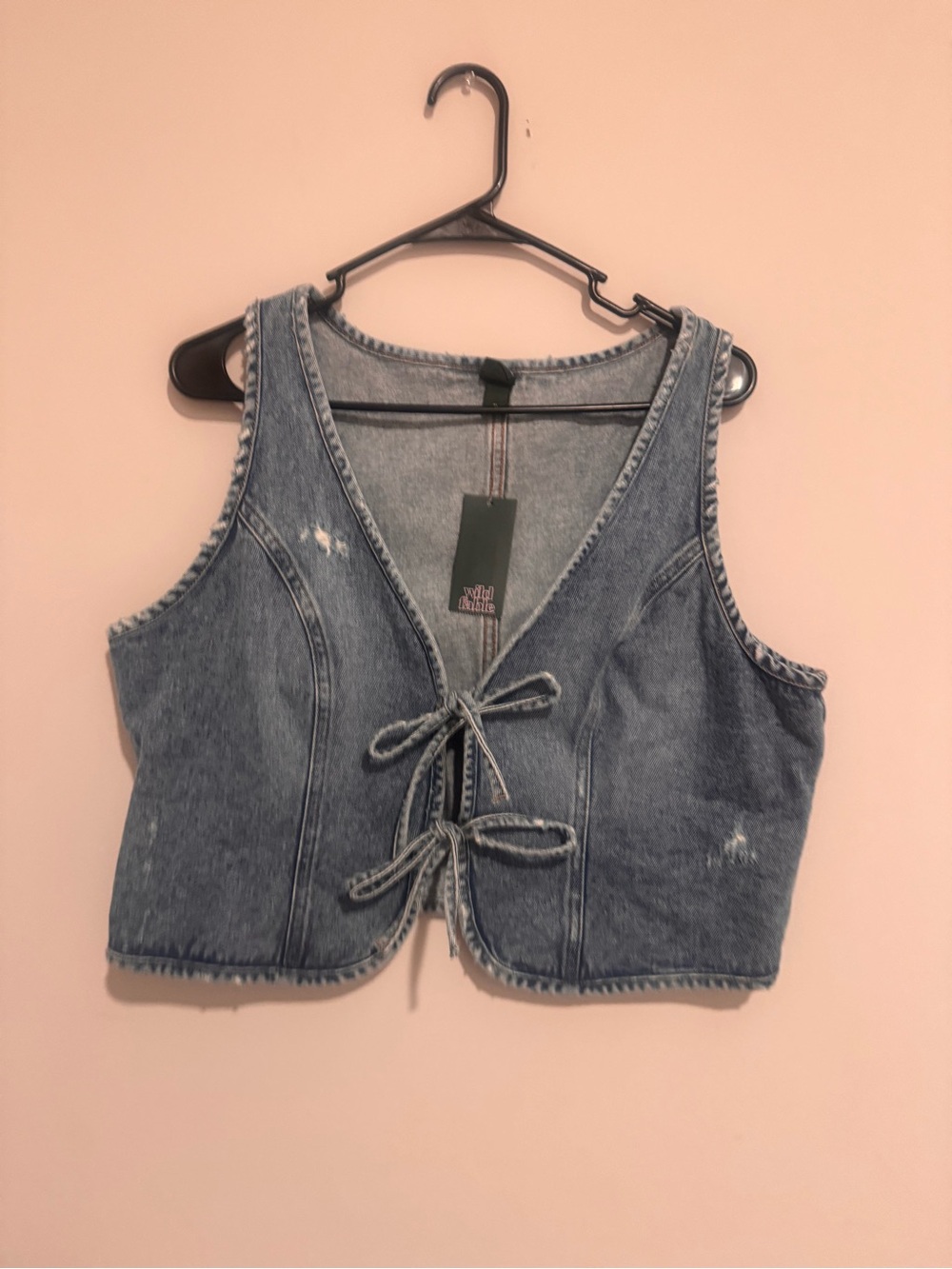 wild fable Light Blue Denim Tie-Front Vest